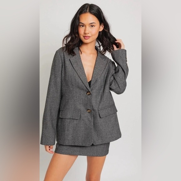Grey Tweed Le Lis Blazor Skirt Set ✨